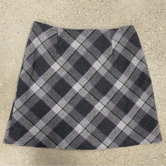 Vintage 35th & 10th Brand wool blend purple/black/gray Plaid Patterned Skirt - Picture 8 of 14